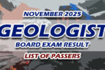 Geologist Board Exam Result November 2025 LIST OF PASSERS
