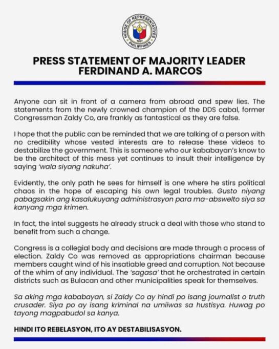 Sandro Marcos statement
