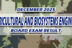 Agricultural and Biosystems Engineer Board Exam Result December 2025