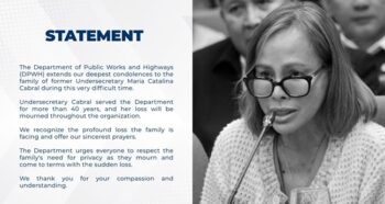 DPWH Statement on Maria Catalina Cabral
