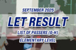 LET Result September 2025 ELEMENTARY LIST OF PASSERS (G-H)