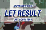 LET Result September 2025 LIST OF PASSERS