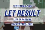 LET Result September 2025 LIST OF PASSERS (Elementary)