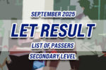 LET Result September 2025 LIST OF PASSERS (Secondary)