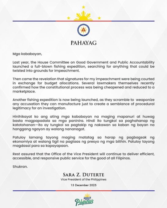 Sara Duterte Statement