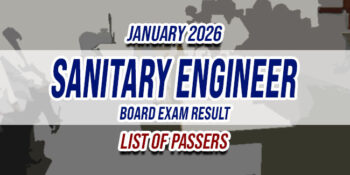 Sanitary Engineer Board Exam Result January 2026 LIST OF PASSERS