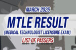 MTLE Result March 2026 LIST OF PASSERS