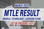 MTLE Result March 2026 LIST OF PASSERS (A-F)