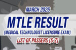 MTLE Result March 2026 LIST OF PASSERS (S-Z)