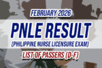 PNLE Result February 2026 LIST OF PASSERS (D-F)