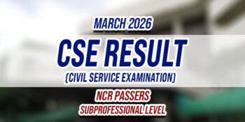 CSE Result March 2026 NCR PASSERS (Subprofessional)