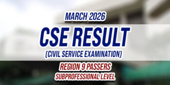CSE Result March 2026 Region 9 PASSERS (Subprofessional)