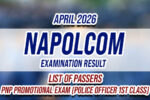 NAPOLCOM Exam Result April 2026 LIST OF PASSERS - PNP Promotional Exam (Police Officer 1st Class)