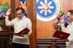 The new DPWH and DOTr secretaries taking their oath of office before President Marcos