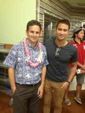 Actor Sam Milby (right) poses with U.S. Senator Brian Schatz