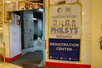 PhilSys national ID registration center sign of the Philippine Statistics Authority in a Cebu mall